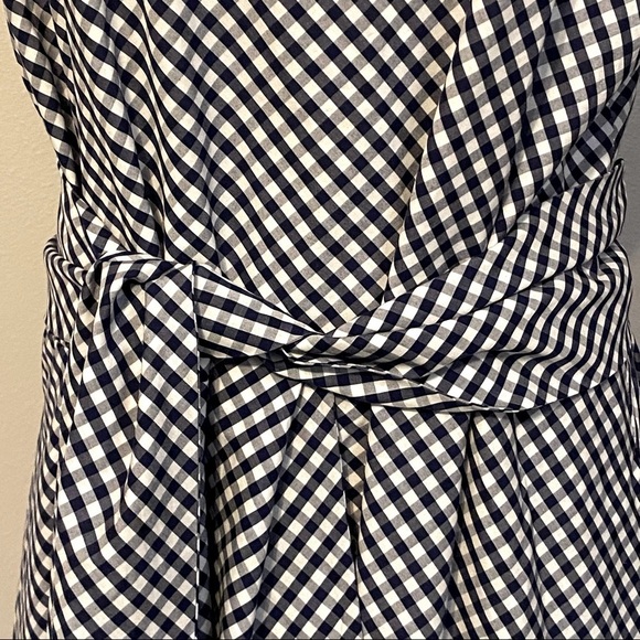Ann Klein Mini‎ Check Print Midi Dress Blue White Size Large - Picture 6 of 12